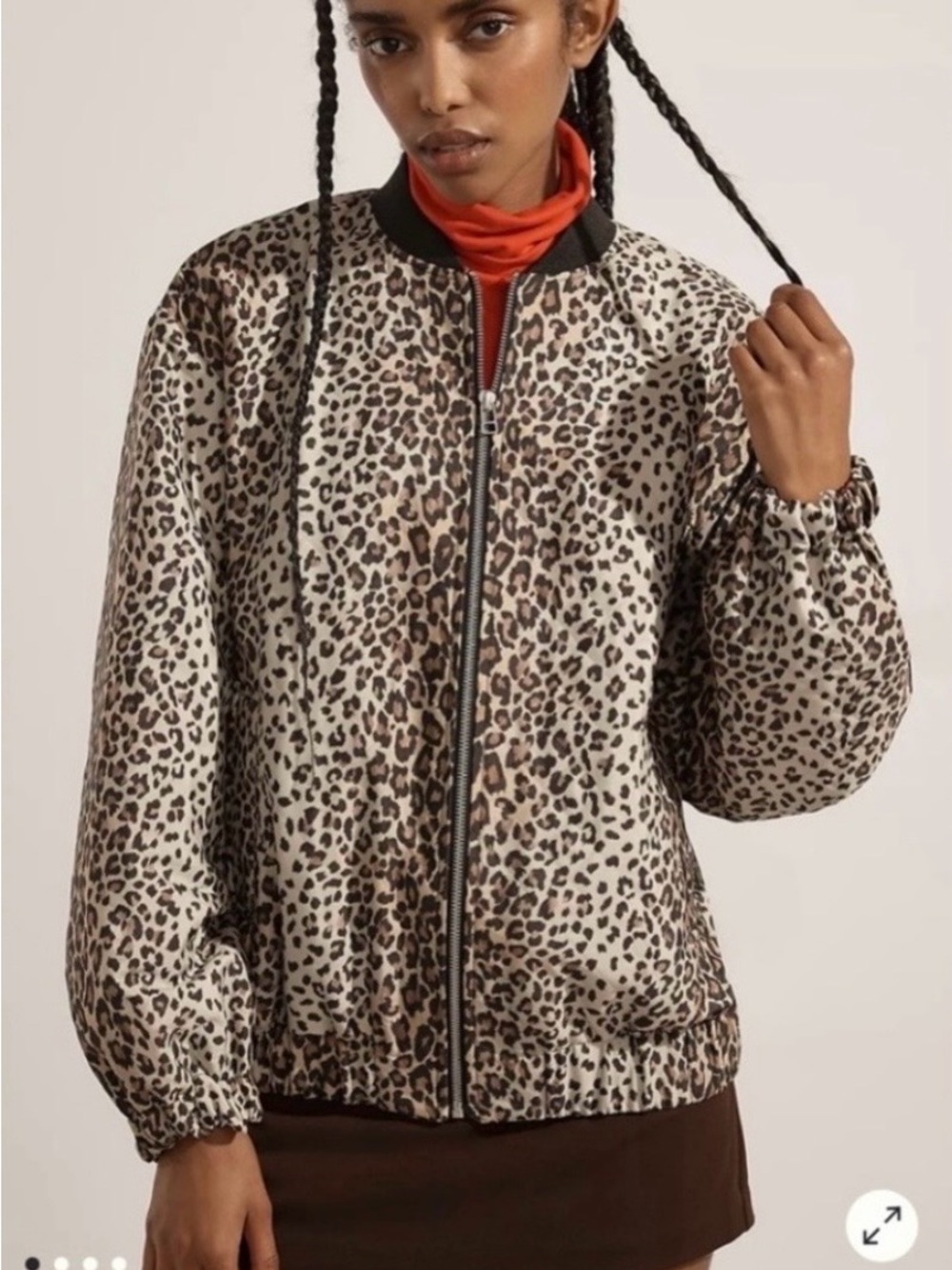Anthropologie Leopard-Print Bomber Jacket in Beige and Brown